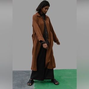 Brown Button-Up Long Shirt Dress